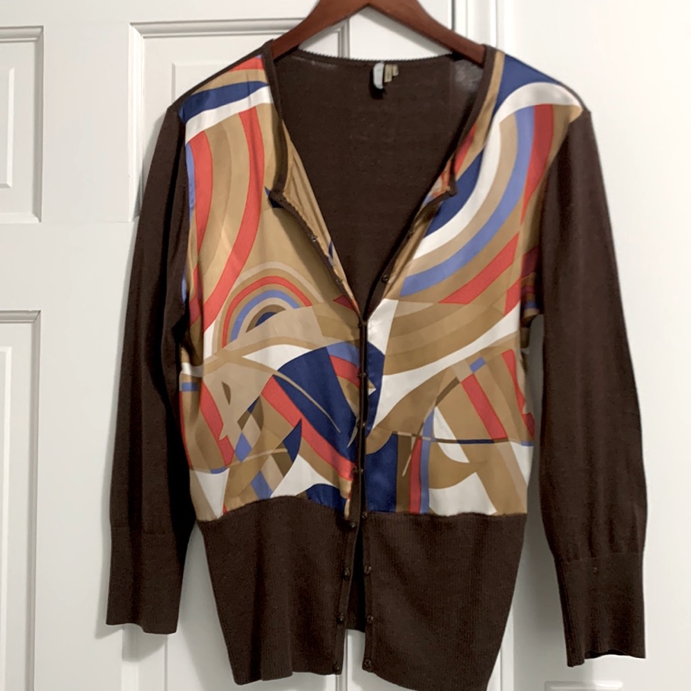 Tahari 3/4 sleeve knit sweater/cardigan. Size large